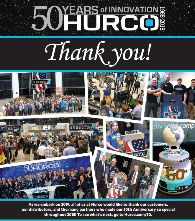 Hurco Thank You Ad 50th Anniv