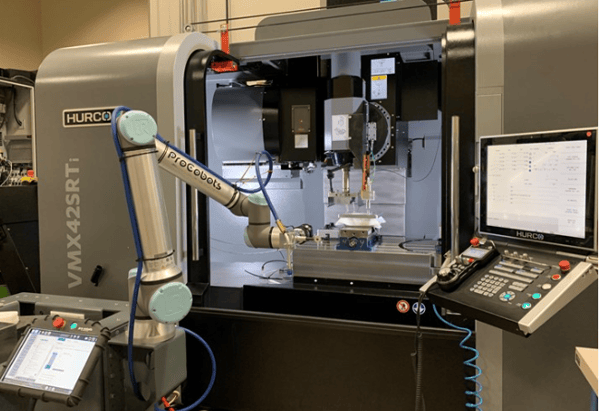 VMX42SRTi 5-Axis CNC machine with ProCobots Automation to Make N95 Masks